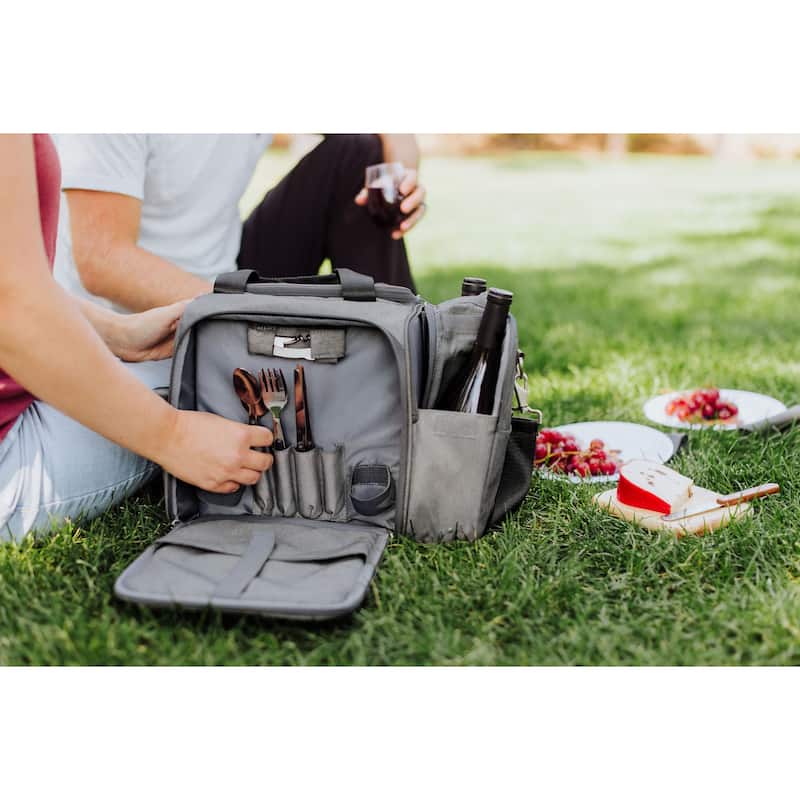 Picnic Time Malibu PT Frontier Edition Picnic Basket Cooler, (Heathered Gray with Black Accents)