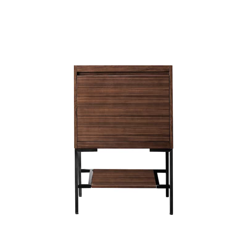 James Martin Vanities Mantova 23.6" Single Vanity Cabinet, Mid-Century Walnut - Matte Black Base, No Top