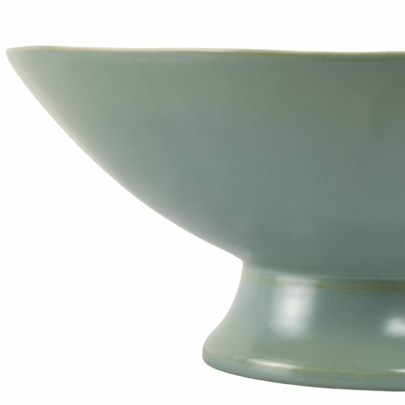 Decorative Round Pedestal Accent Bowl - 15", Green - 15.0"