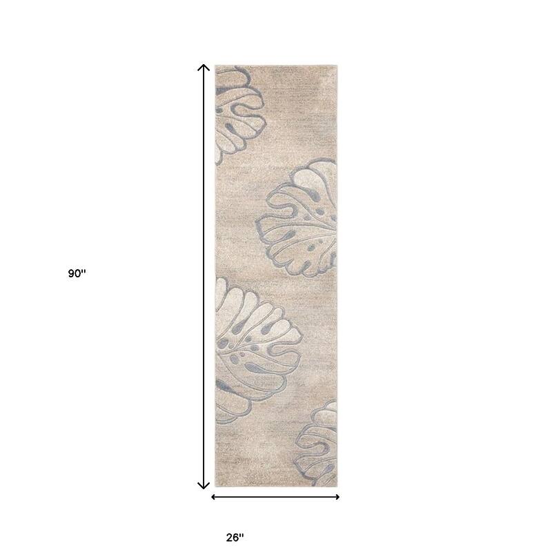 Kazob Power Loomed Abstract Floral Traditional Modern Non Skid Stain Resistant Area Rug By HomeRoots - 90' X '26' X '0.5