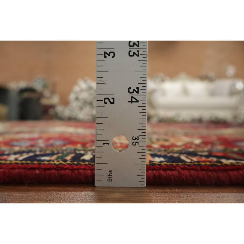 Hand Knotted Oriental 100% Wool Carpet Traditional Floral Red Tabriz Area Rug - 11' 0'' X 7' 10''