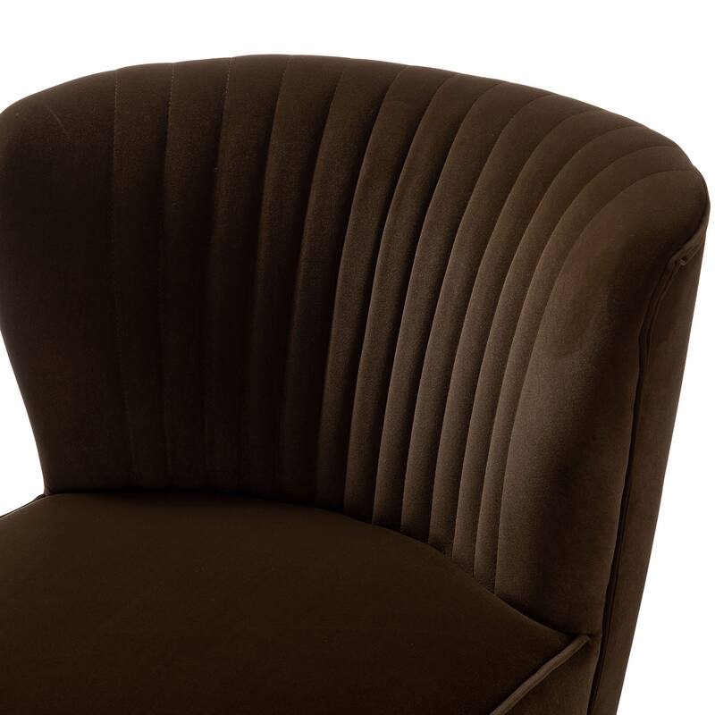 Monica Living Room Armless Accent Comfy Chair with Tufted Back and Metal Legs by HULALA HOME
