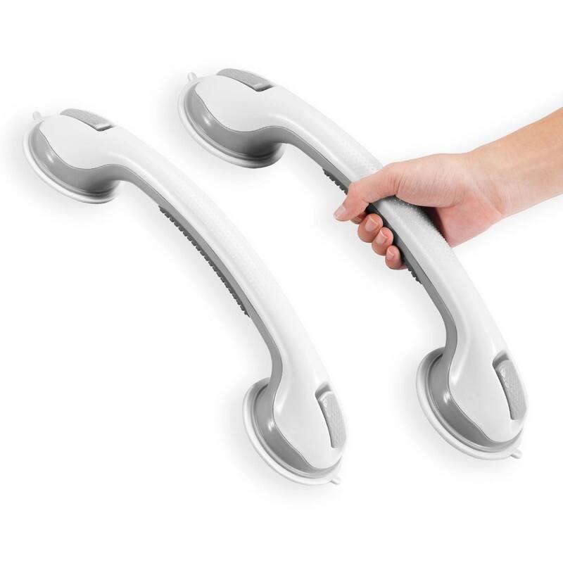 Grab Bars for Tub and Shower, New 2-Piece Shower Handle Set, Heavy Duty Suction Cups, Bathroom Safety Bars for Seniors