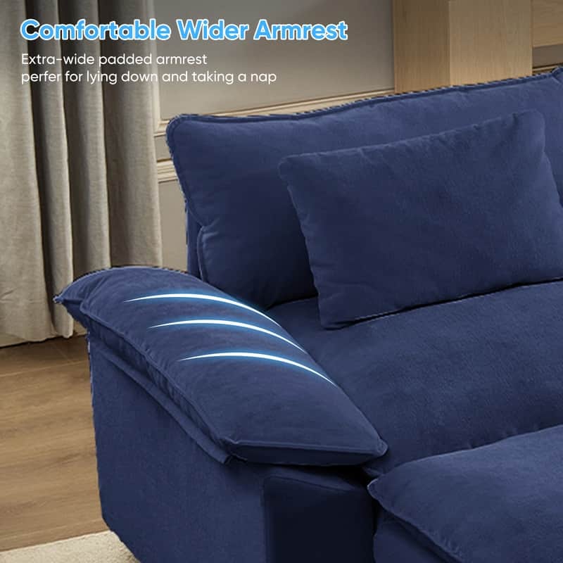 Modern 118'' U-Shaped Modular Sectional Sofa with 2 Ottomans, 5-Seat Cloud Couch, Modern Chenille Sofa Sleeper Deep Seat Couches