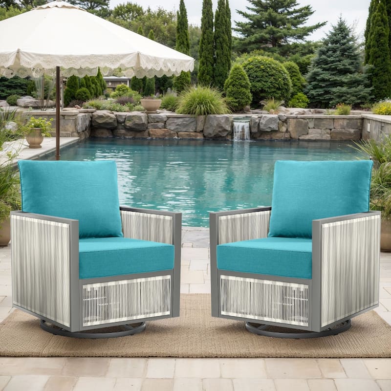 2 Pairs 6 Inch Seat & Back Cushion - Blue - 6 Inch