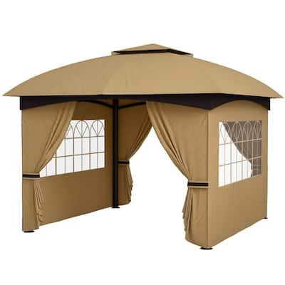 10x10 ft Color-Block Canopy Gazebo with Arched Top Drainage Holes and Translucent Windows - 131.9" L x 131.9" W x 112.2" H
