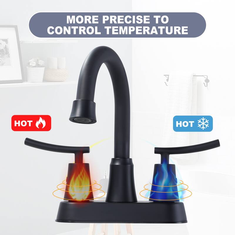 WOWOW 4 in. Double Handle Centerset Bathroom Sink Faucet