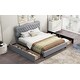 preview thumbnail 4 of 14, Queen Size PU Leather Upholstered Platform Bed with 4 Drawers
