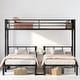 preview thumbnail 1 of 10, Triple Bunk Bed,Metal Twin Over Twin & Twin Beds with Ladder, Guardrails, Shelf & Table, Convertible L-Shaped Design Black - Twin