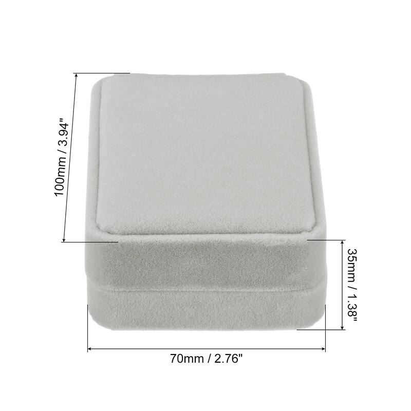 Velvet Necklace Box Single Slot Jewelry Holder for Wedding Style 2 - Gray