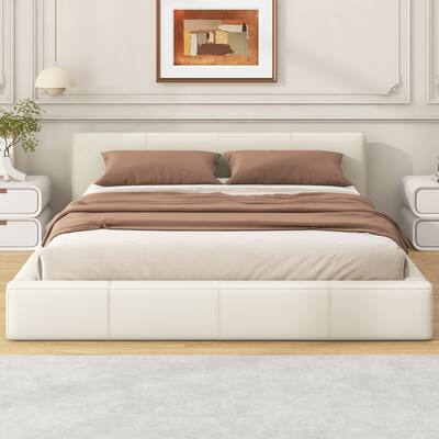 Christopher Knight Home - Faux Leather Upholstered Bed - Modern Platform Bed with Sturdy Wood Frame, No Box Spring Needed