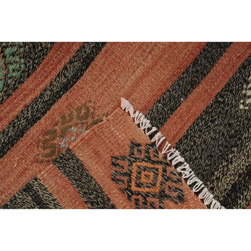 Hand Woven Oriental 100% Wool Carpet Southwestern Tribal Oranges & Rust Kilim Area Rug - 11' 11'' X 6' 4''