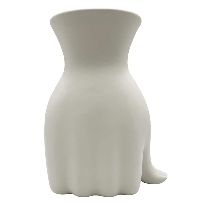 9 Inch Tall White Hand Ceramic Vase