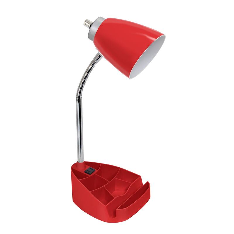 18.5 in. Chrome Finish Table Lamp with Red Shade, Desk Lamp for Writing and Computer Desks