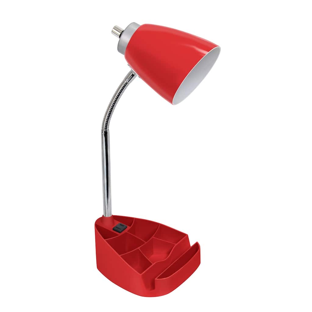 18.5 in. Chrome Finish Table Lamp with Red Shade, Desk Lamp for Writing and Computer Desks