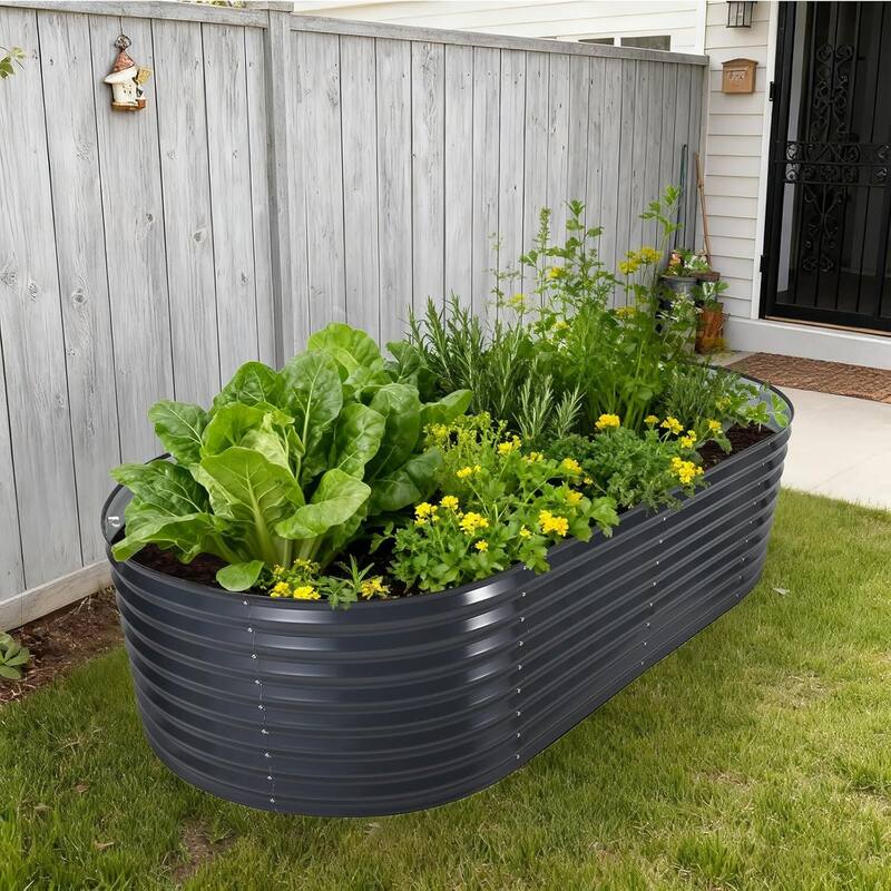 8x4x2 ft Galvanized Raised Garden Bed, Steel Planter Boxes with Zippered Screen Cover
