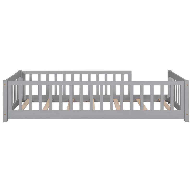 Twin Floor Platform Bed with Fence without Door