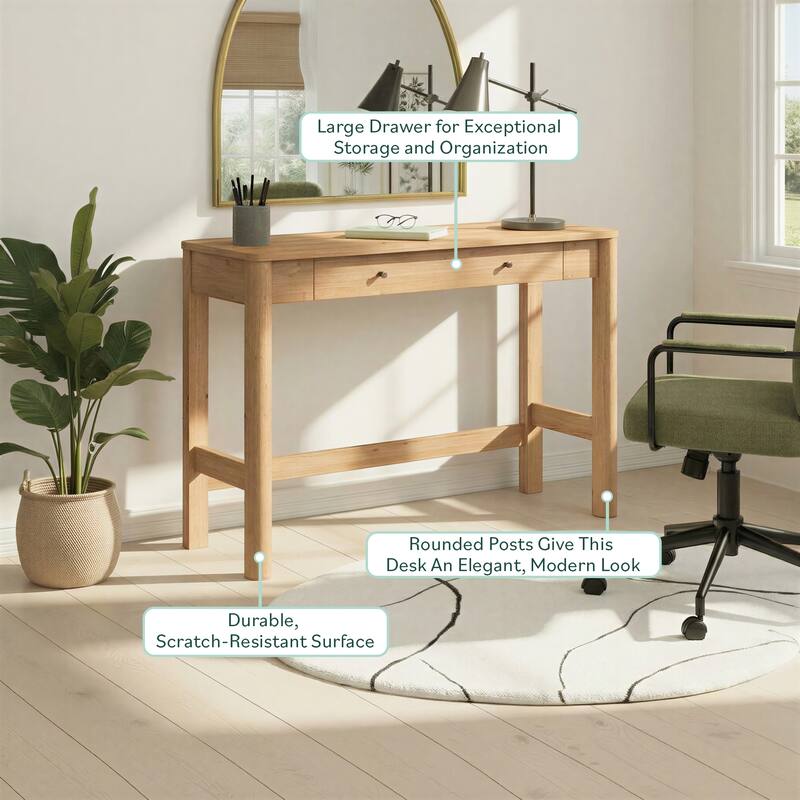 Walker Edison Modern Writing Desk with Drawer Storage