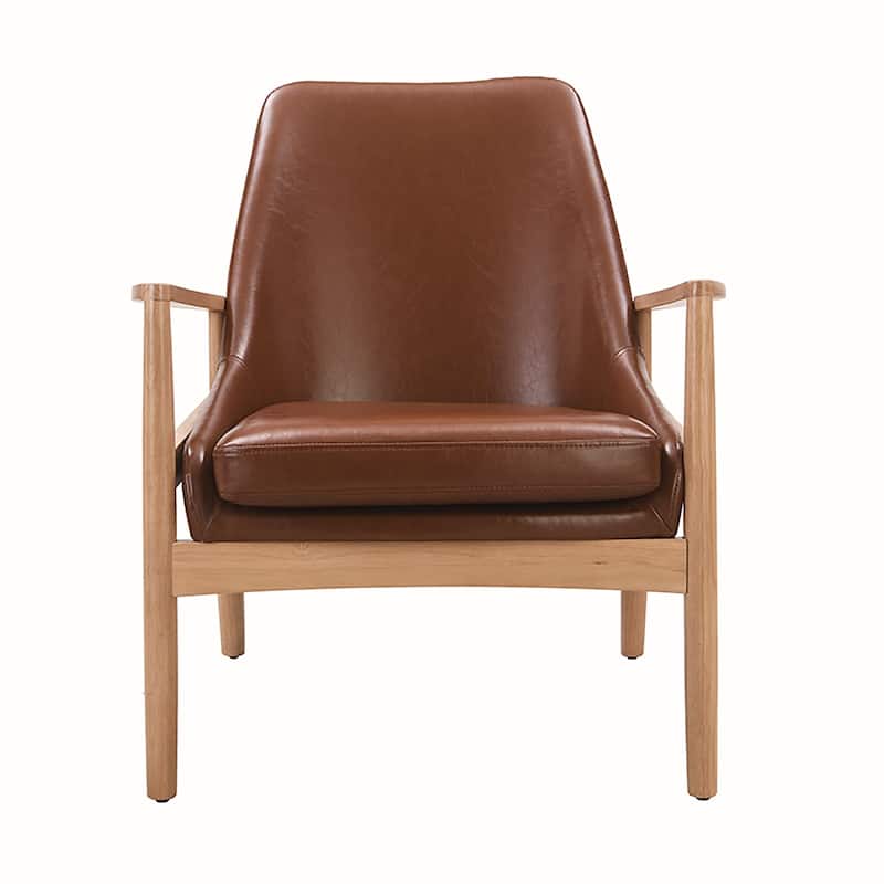2PCS Solid Wood PU Armchairs