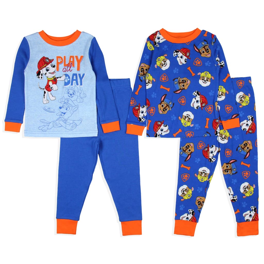 Paw Patrol Toddler Boys' Play All Day 4 Piece Long Sleeve Pajama Set Mix and Match