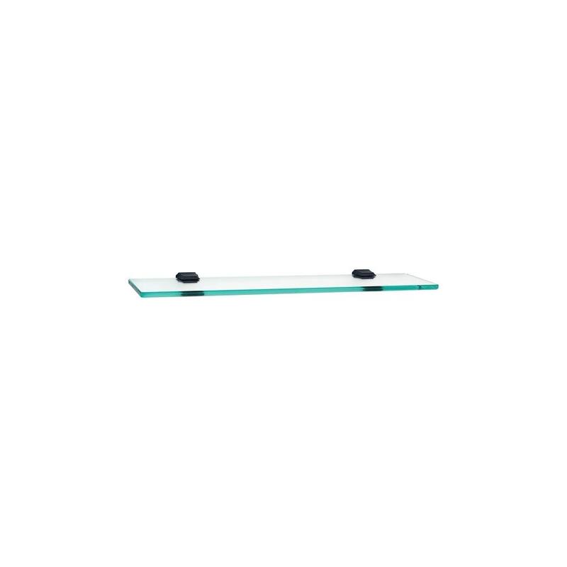 Alno Geometric 24 Inch Wide Glass Shelf with Brass Mounting Brackets