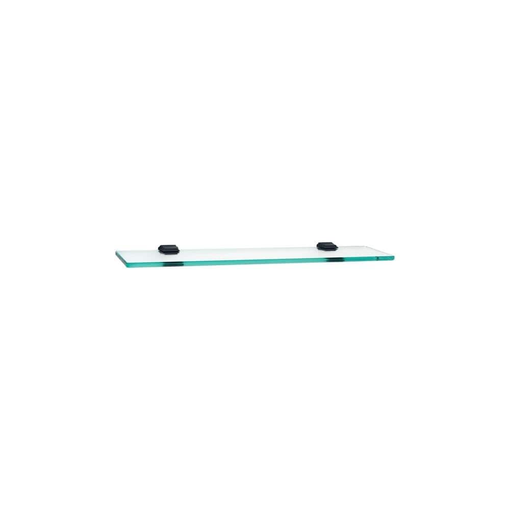 Alno Geometric 24 Inch Wide Glass Shelf with Brass Mounting Brackets