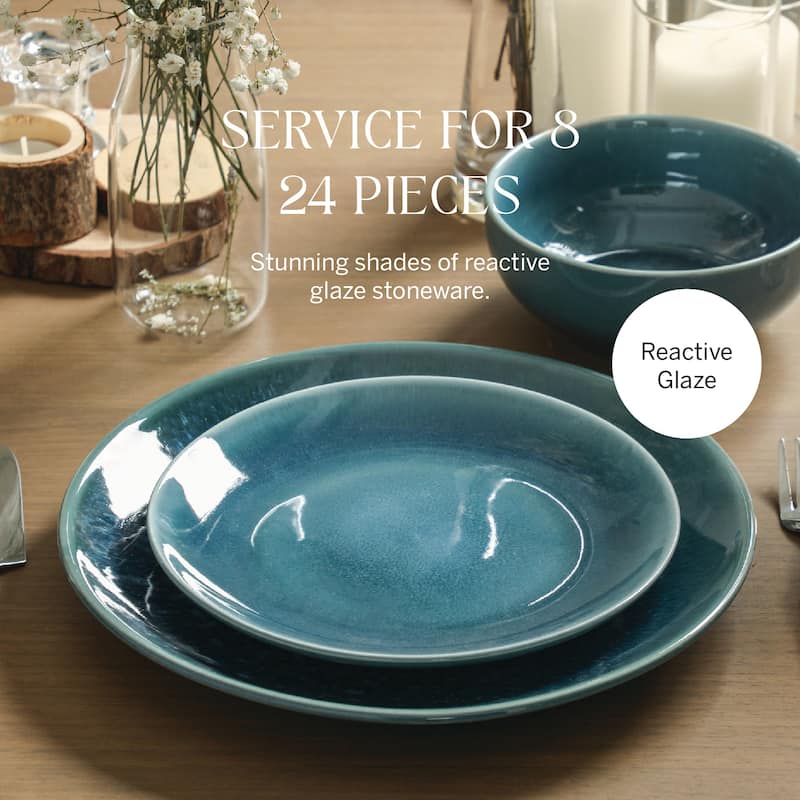 Stone Lain Riley Stoneware Dinnerware Set with Reactive Glaze