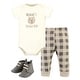 preview thumbnail 1 of 0, Hudson Baby Cotton Bodysuit, Pant and Shoe Set, Snuggle Bear Short Sleeve 0-3 Months - Snuggle Bear Short Sleeve
