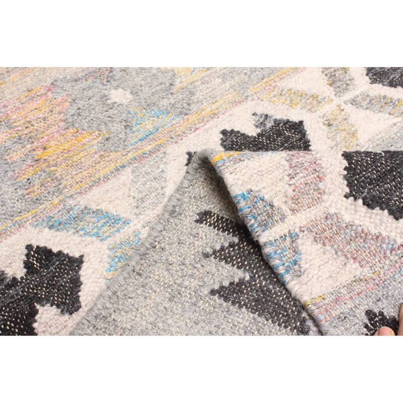 ECARPETGALLERY Flat-Weave Ankara FW Grey Wool Kilim - 5'3 x 7'7