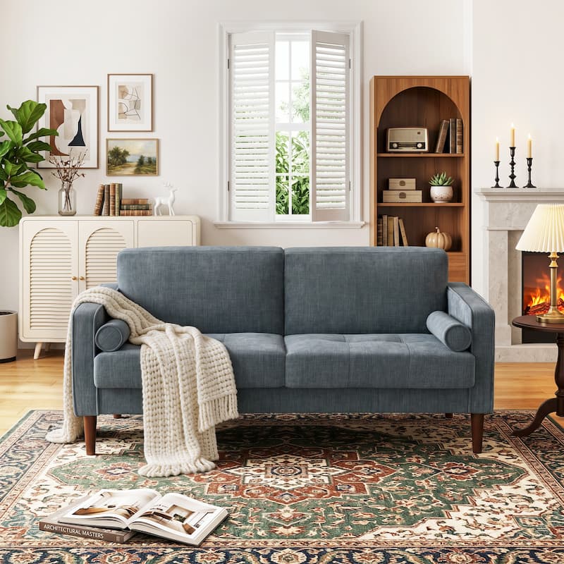 62.5'' W Corduroy Couch Upholstered Square Arm Sofa
