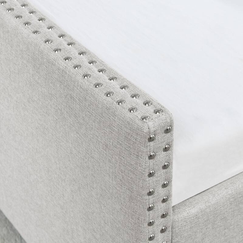 Upholstered Queen Daybed with Two Storage Drawers,Queen Size Button Tufted Sofa Bed Daybed