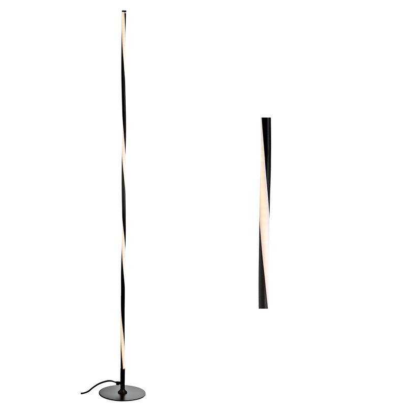 Iris 63.75" LED Integrated Floor Lamp, Chrome by JONATHAN Y - Black