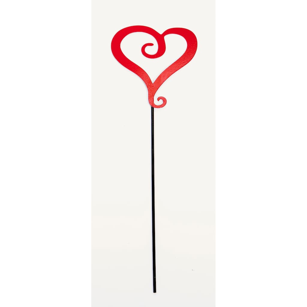 3" Iron Heart on 12" Planter or Garden Floral Stake, Set of 6