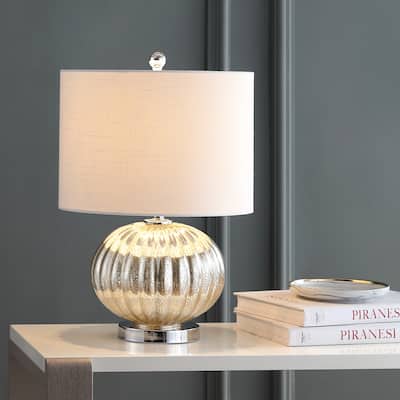 Judith 21" Mercury Glass LED Table Lamp, Silver/Ivory by JONATHAN Y