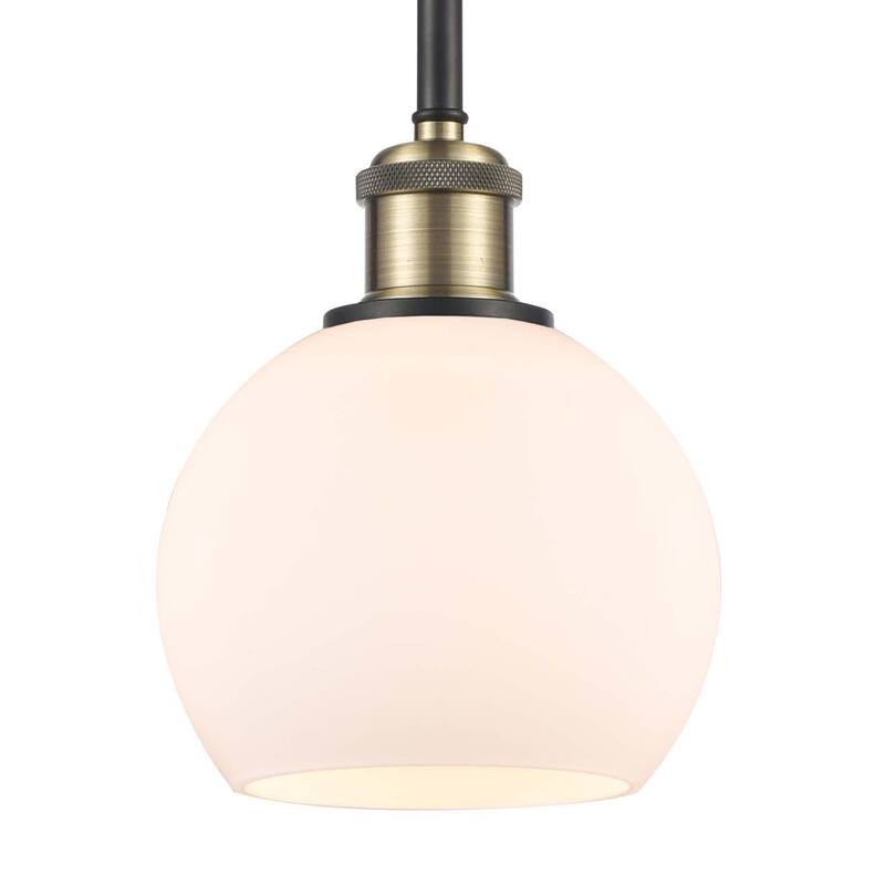 Innovations Lighting 516-1S-8-6 Athens Pendant Athens 6" Wide Mini - Black Antique Brass / Matte White