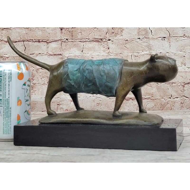 Special Patina Chubby Imitative Cat Feline By Botero Genuine Bronze Sculpture Figurine