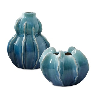 Uttermost Ocean Wave Outdoor Glazed Vases Set/2