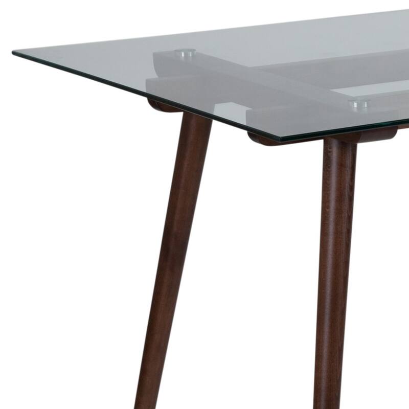31.5'' x 55'' Solid Wood Table with Clear Glass Top