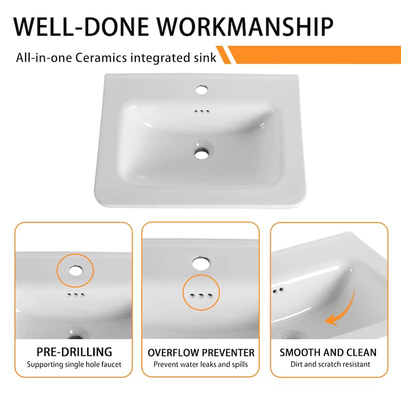 Bathroom Vanity With Sink In 24/28/36/40/60/68 Inch, Floating Bathroom Vanity With Soft Close Door