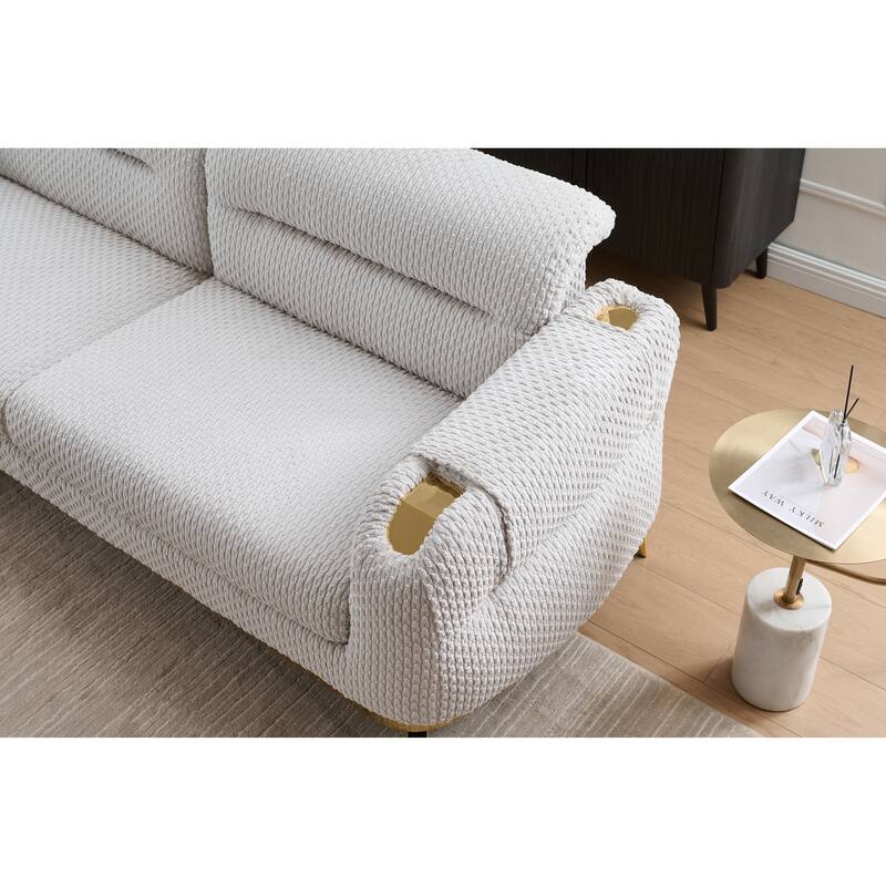 Zoe Loveseat in Cream and Gray