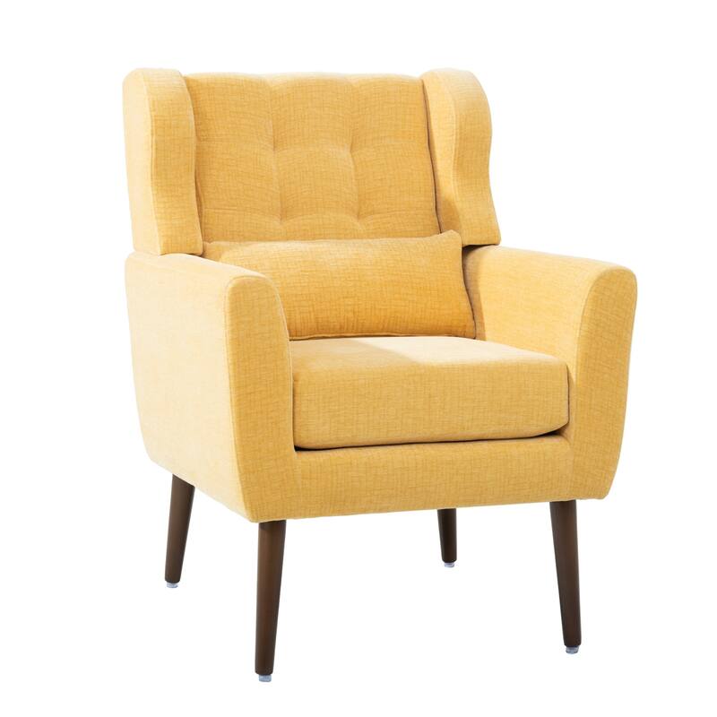 Mid-Century Modern Accent Chair with Waist Cushion, Set of 1