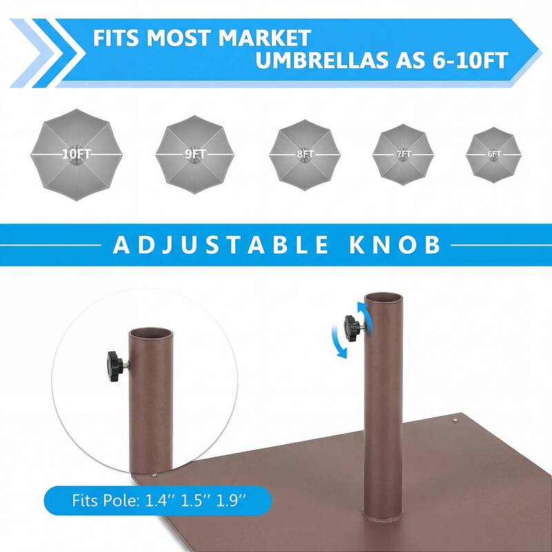 Gymax 25'' Square Patio Umbrella Base Weighted 42 LBS Outdoor Market