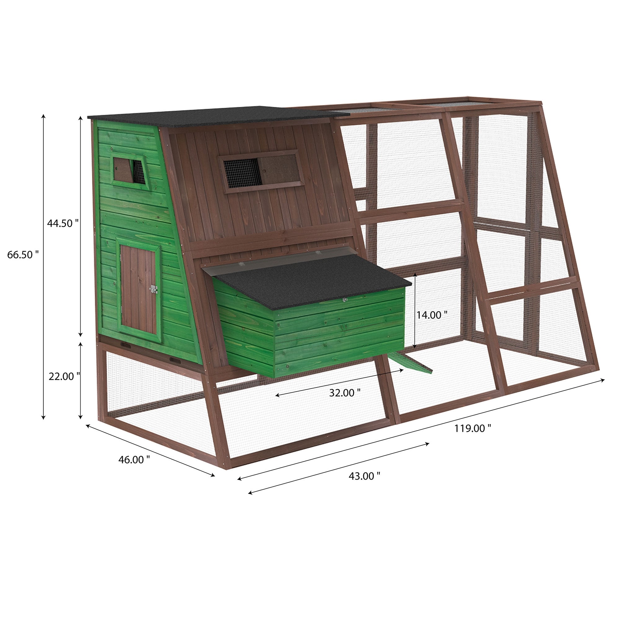 Shop Slanted Chicken Coop With Chicken Run For Up To 10 Chickens Overstock 31604363