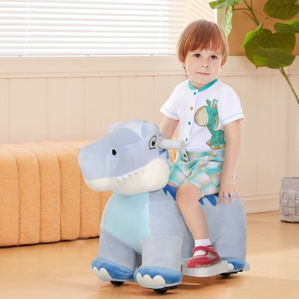 slide 2 of 9, Qaba 6V Kids Electric Ride on Animal, Battery Powered Tyrannosaurus Ride on Toy with Music Forward for Aged 18-36 Months, Blue Blue