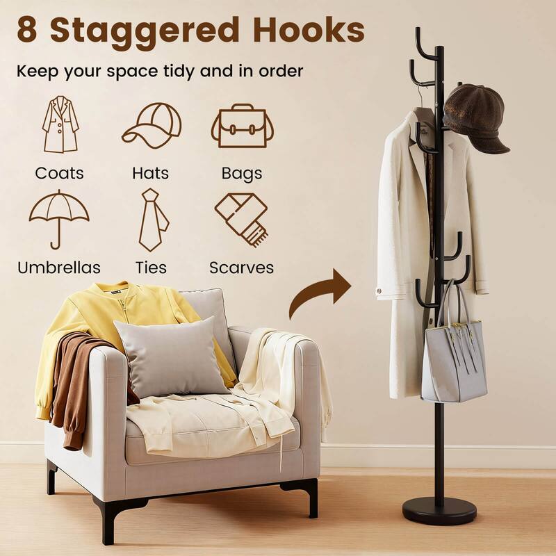 Costway Metal Coat Rack Hat Hanger Hooks Hall Entryway For Jacket