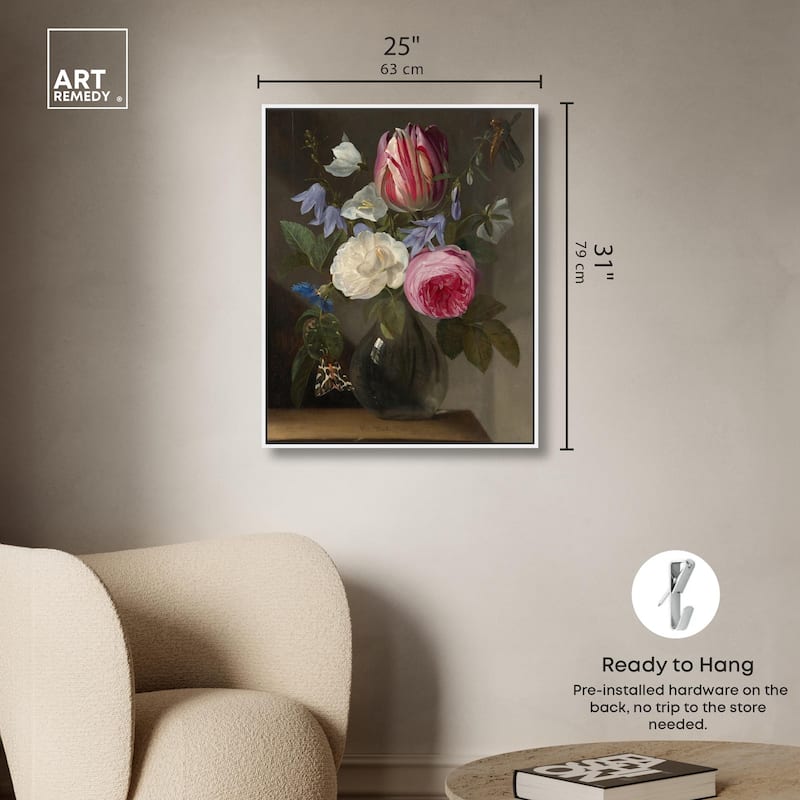 Roses and a Tulip Canvas by Art Remedy