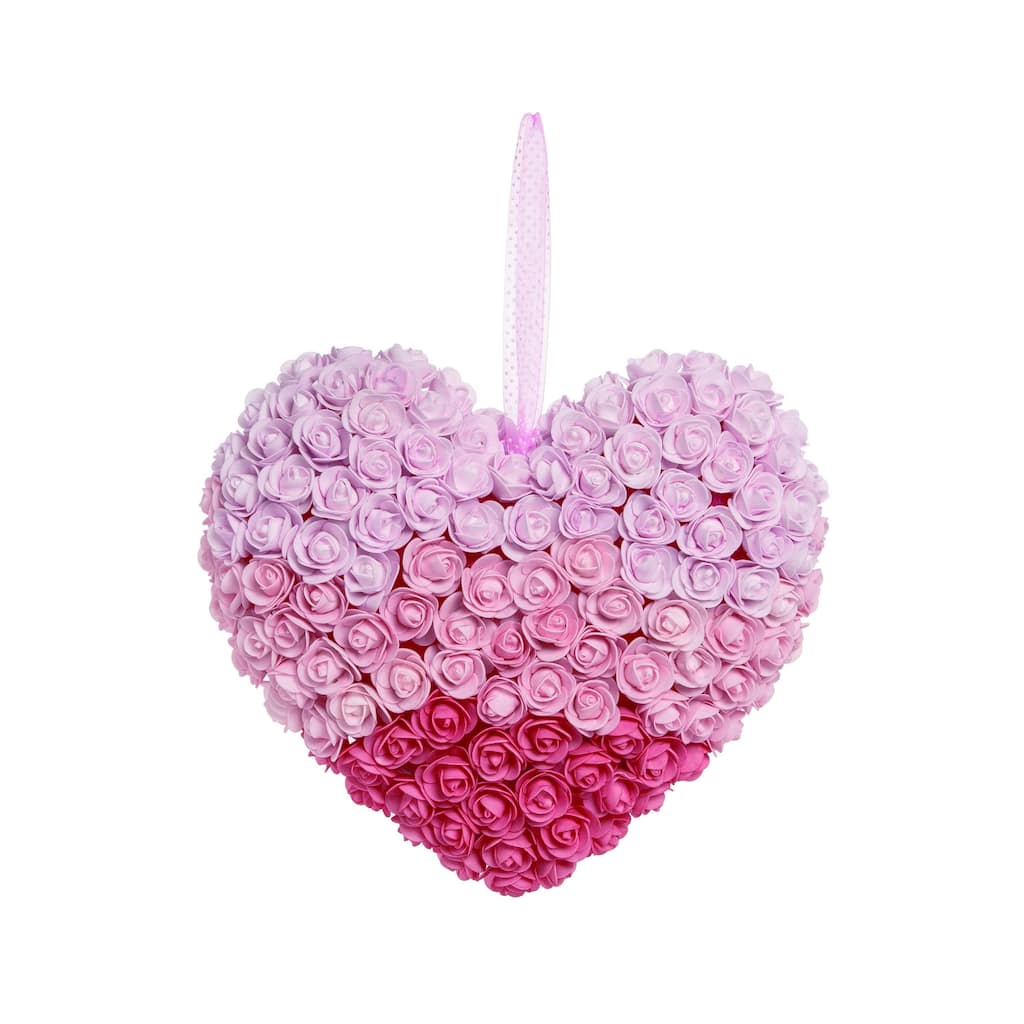 Transpac Foam 25 in. Pink Spring Rose Heart Shaped Wreath