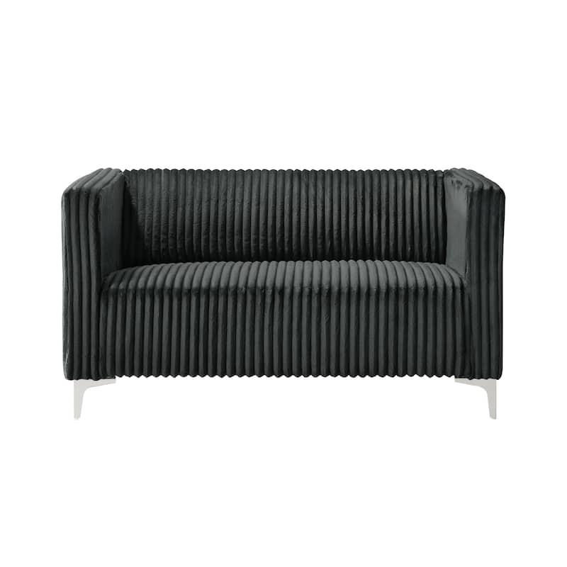 Clayfell Gavin 2-Piece Velvet Living Room Set with Loveseat and Sofa, Square Arm Design, Channel Tufted Upholstery