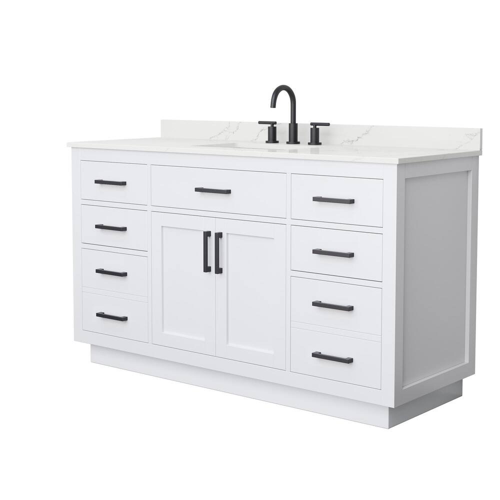 Beckett TK 60-inch Single Vanity, 3 Hole Quartz Top