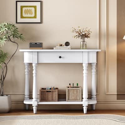 36 Inch Wood Console Table with Drawer and Shelf for Entryway